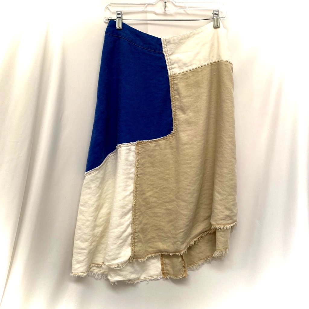 Holding Horses Patchwork Linen Blend Asymmetrical Skirt Sz 12 Lagom Cottagecore